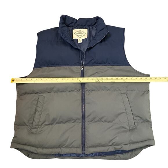 St Johns Bay Puffer Vest Mens Size XXL Navy Gray Full Zip Snap Pockets Outdoor - Picture 7 of 8